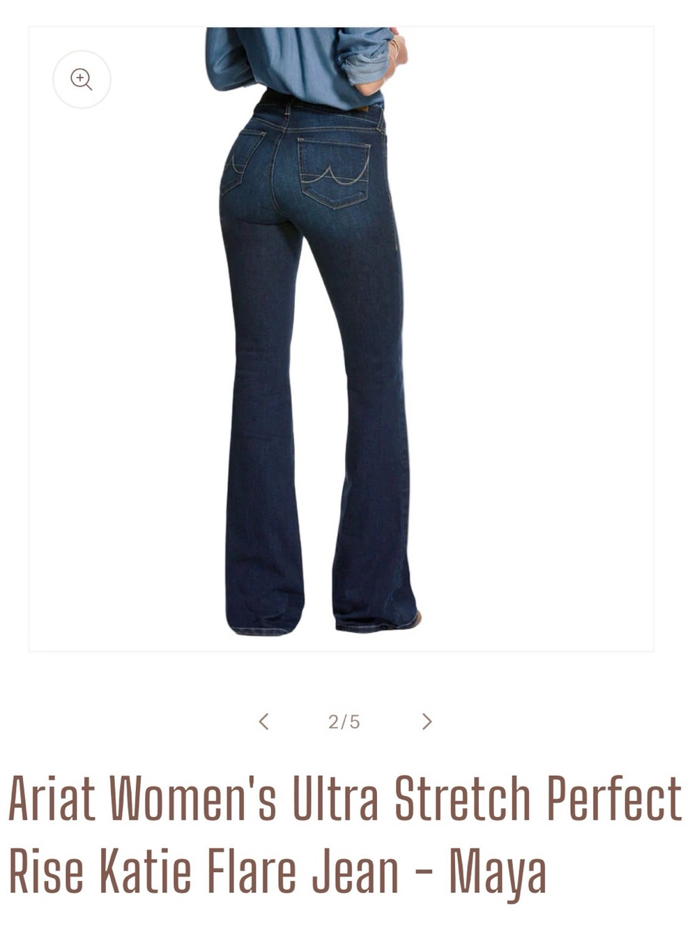 Ariat Women’s Ultra Stretch Perfect Rise Katie Flare Jean – Maya Wash – Size 34R